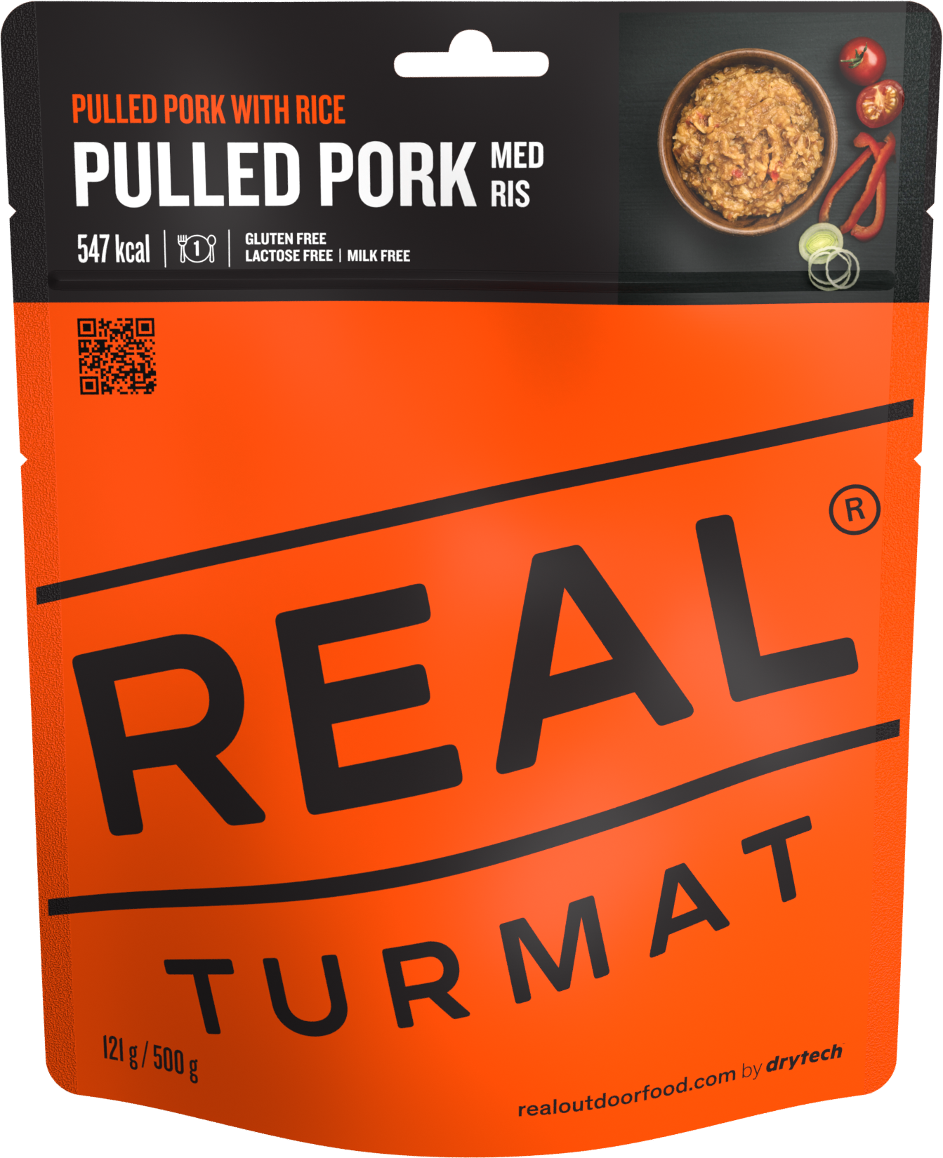 Real Turmat Pulled Pork med Ris – forside